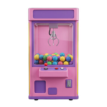 Pink and Purple Claw Machine Filled with Colorful Balls