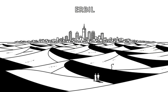 Erbil City Skyline Above Dune-Like Landscape