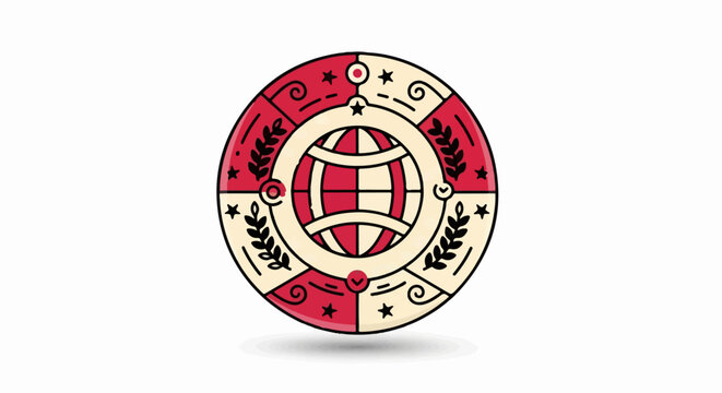 Abstract Geometric Badge with Earth Globe