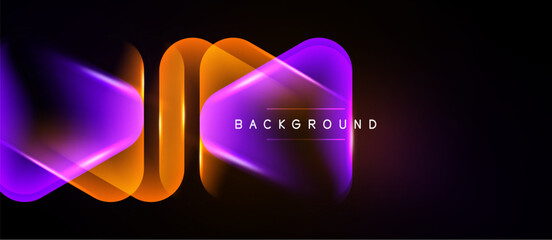 Abstract dynamic lines, vibrant orange, purple hues. Modern design, dark backdrop creates striking visual impact. Minimalist aesthetic. © antishock