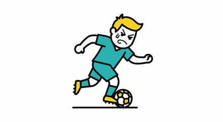 Fototapeta premium Angry Soccer Player in Action with Ball