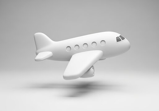 Stylized white toy airplane side perspective.