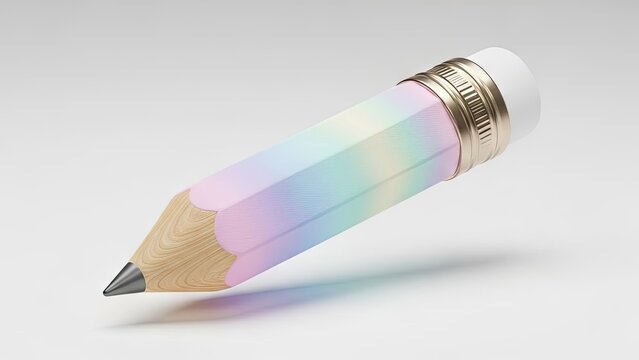 Thick rainbow pastel pencil with white eraser.