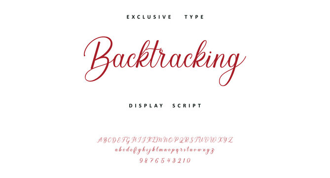 Backtracking script font handwritten calligraphy alphabet exclusive display typeface with numbers