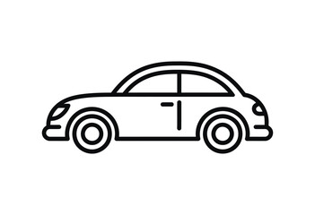 Fototapeta premium Car icon illustration in simple black line style on white background