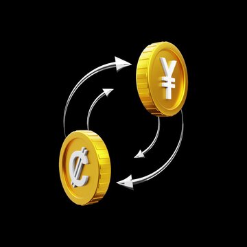 3D Swap China Yuan CNY - Costa Rica Colon CRC. Editorial License, Seamless Looping, Apple ProRes 4444, 1920x1920 25Fps, 8 Sec, Created 22 may 2026. Bali, Indonesia