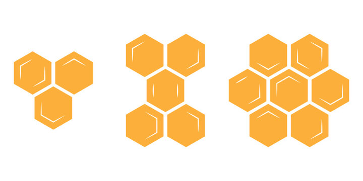 Honeycomb hexagon icon set. geometric hexagonal cells structure. beekeeping and natural pattern concept. Honeycombs icon simple illustration set. eps 10