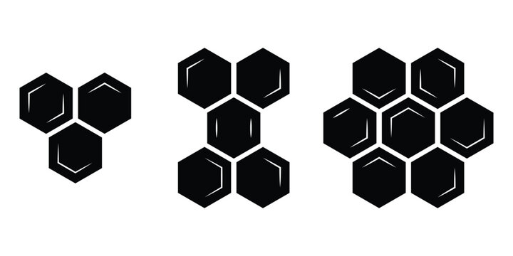 Honeycomb hexagon icon set. geometric hexagonal cells structure. beekeeping and natural pattern concept. Honeycombs icon simple illustration set. eps 10