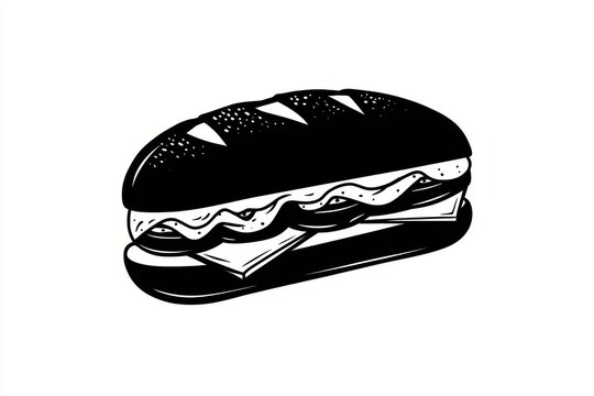 Submarine sandwich illustration isolated on white background