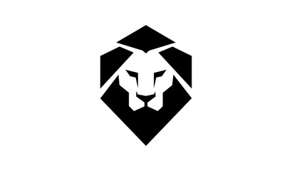 Geometric Lion Head Logo, Abstract Hexagonal Wild Cat Emblem for Corporate Identity © Rizwan