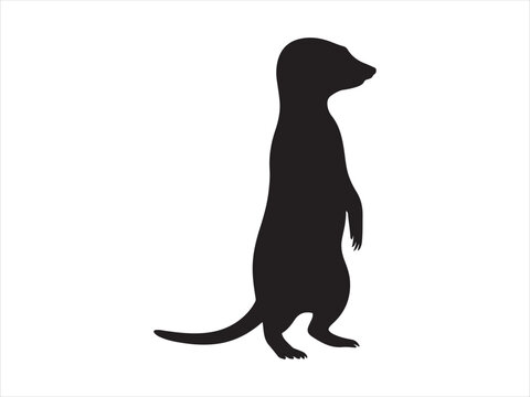 Black silhouette of a standing meerkat wild animal vector illustration