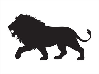 Walking a lion black silhouette wild animal vector illustration © Jabed