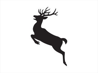 Fototapeta premium Jumping deer black silhouette wild animal vector illustration Christmas design