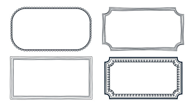 hand drawn frames and doodle borders featuring decorative elements vector graphics and design templates on white for creative projects and labels.