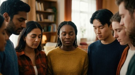 Obraz premium Diverse Friends Sitting Together in Warm Home Setting