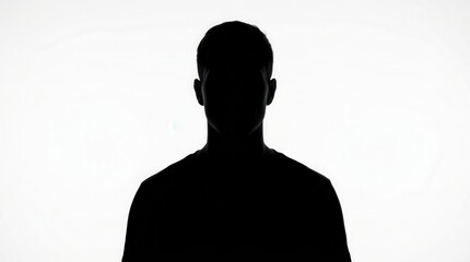 Silhouette of an unknown male person isolated on white background.