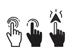 Fototapeta premium Minimal Hand Gesture Icons Showing Tap and Swipe Up on Light Background