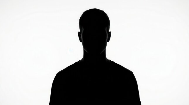 Silhouette of an unknown male person isolated on white background.