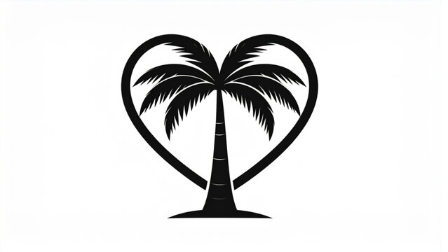 palm tree icon silhouette on white background