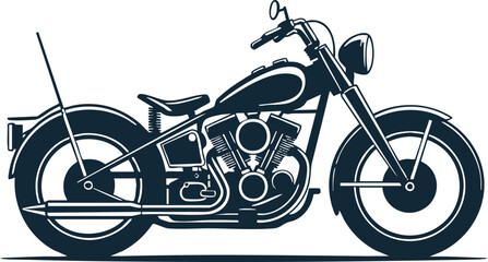 motorcycle vector emblem vtwin engine large tires handlebars seat © AIcon Vector
