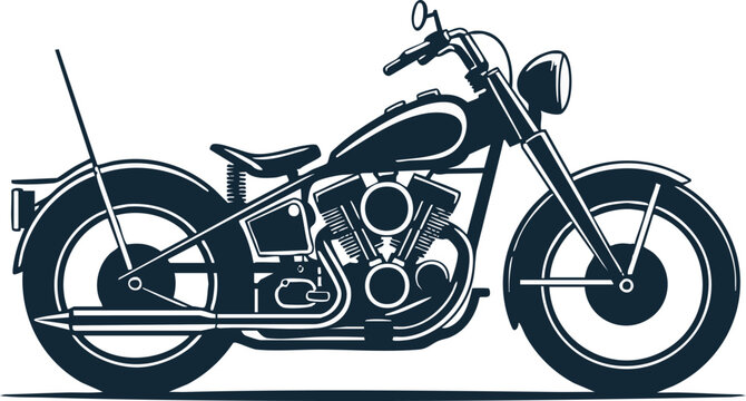 motorcycle vector emblem vtwin engine large tires handlebars seat