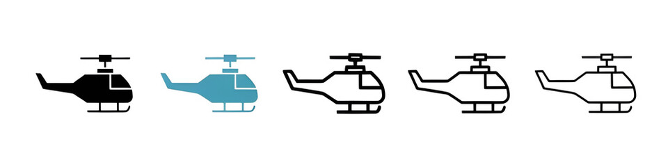 Helicopter line icon set. Medical rescue helicopter vector sign. Military chopper icon for UI designs. Thin line customizable illustration. Vector. Vector isolated outline drawing. Editable stroke © Lovely