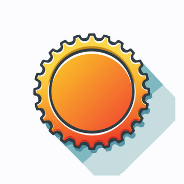 Gear icon with orange gradient and long shadow