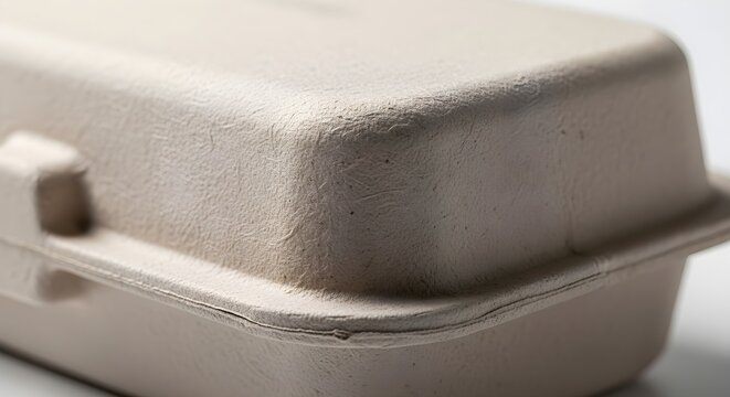Close Up Of White Styrofoam Takeout Container Lid.
