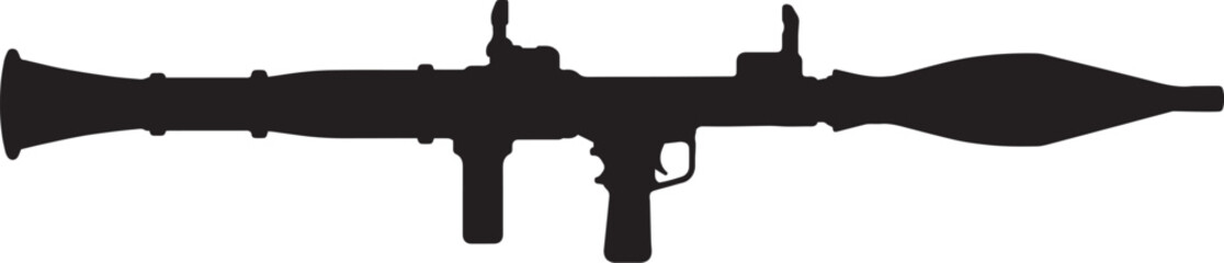 Fototapeta premium Black silhouette of a rocket launcher.