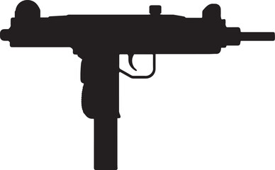 Fototapeta premium Black silhouette of UZI gun.