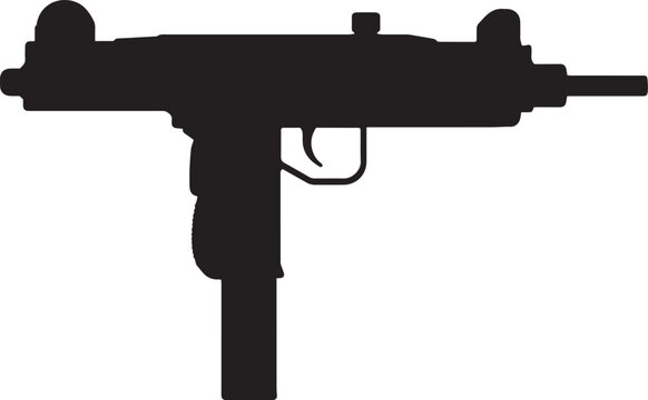 Black silhouette of UZI gun.