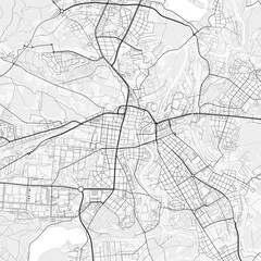 Naklejka premium Plzeň City Map. Minimalist black and white line art poster for printing, wallpaper, wall art, and map resources for home and office decor