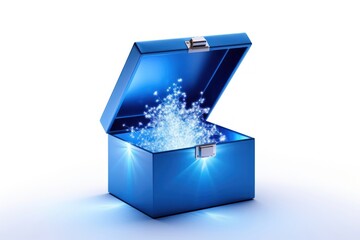 Fototapeta premium Box blue white background container.