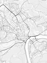 Obraz premium Ústí nad Labem City Map. Minimalist black and white line art poster for printing, wallpaper, wall art, and map resources for home and office decor