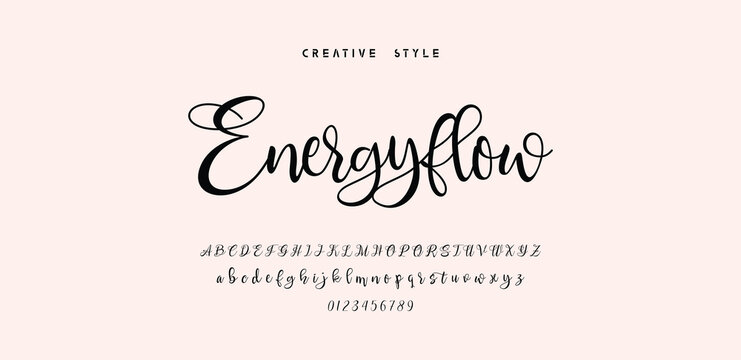 Energyflow font script elegant cursive