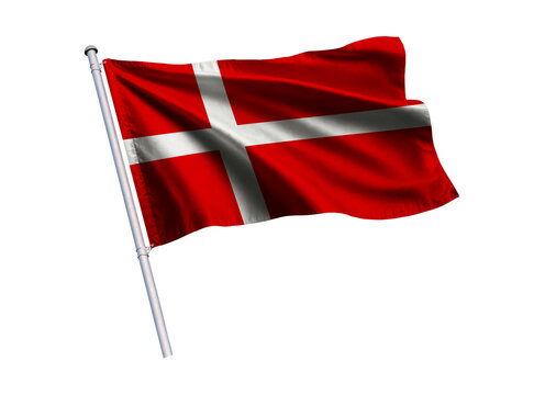 National Flag Waving on Flagpole on Isloated white Background. 