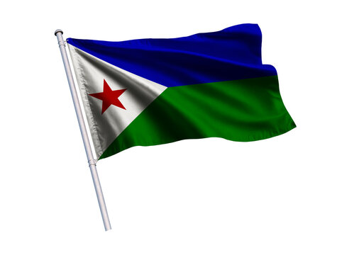 National Flag waving on flagpole, isolated white background, National Symbol