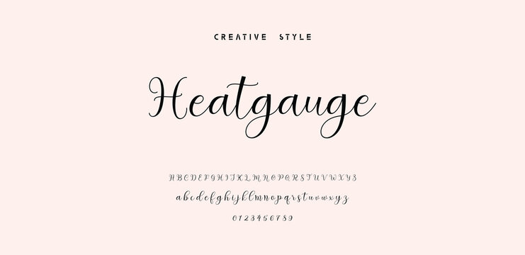 Heatgauge Script Font Typography Example with Uppercase and Lowercase Letters