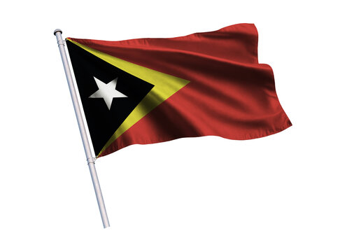 National Flag waving on flagpole, isolated white background, National Symbol
