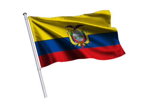 National Flag waving on flagpole, isolated white background, National Symbol