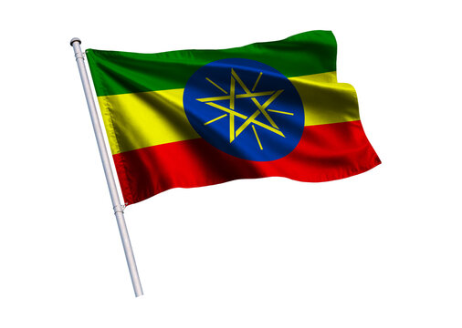 National Flag waving on flagpole, isolated white background, National Symbol