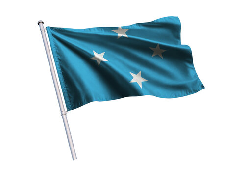 National Flag waving on flagpole, isolated white background, National Symbol