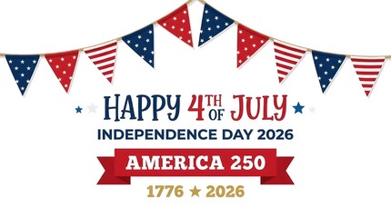 Obraz premium Happy 4th of july independence day banner with american flags