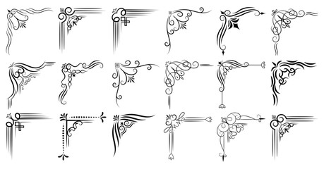 Fototapeta premium Title: Decorative Corner Border Ornament Collection