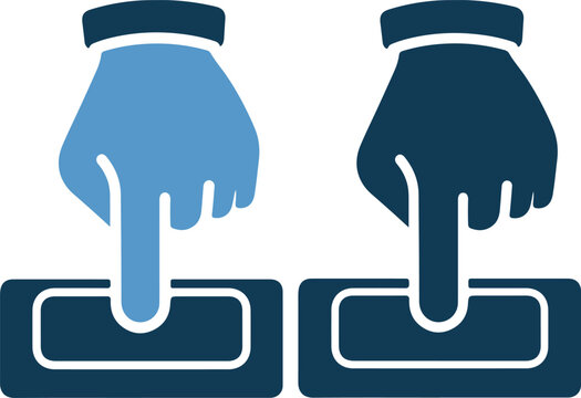 Hand pressing button icon click or push action symbol