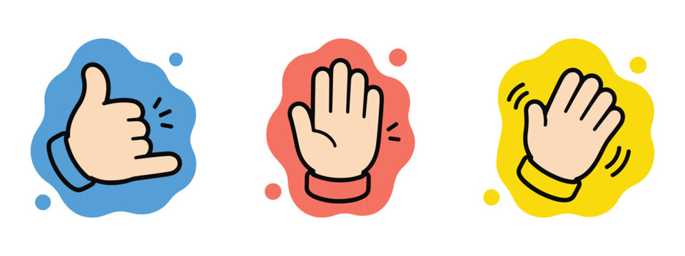 hand gesture icon call me sign stop waving finger symbol vector set