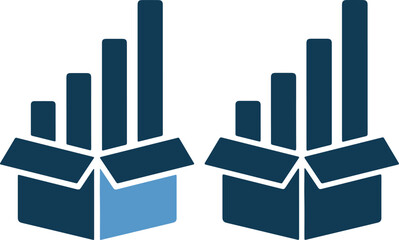 Fototapeta premium Open box with bar chart icon