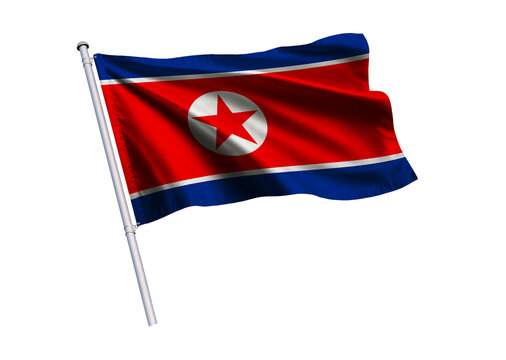 Waving flag of Niger on a flagpole, isolated on a white background, 3d rendering, 3d illustration.
