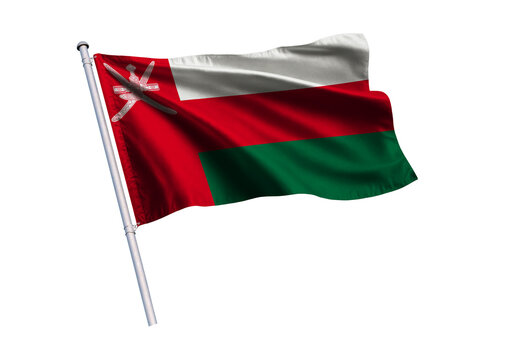 National Flag waving on flagpole, isolated white background, National Symbol