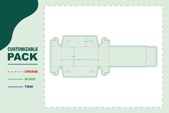 Tray box dieline template with buckle side closure, featuring precise fold lines, trim edges, bleed margins, and dimensional annotations in millimeters